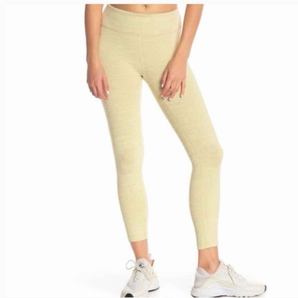 Outdoor Voices Tech Sweat Leggings Pale Yellow Striped